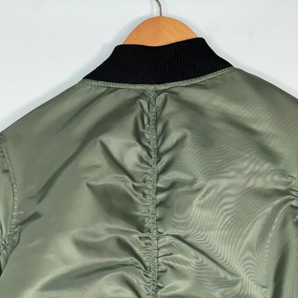 Madden Girl Insulated Bomber Jacket Coat Army Sage Green Orange - Picture 13 of 16